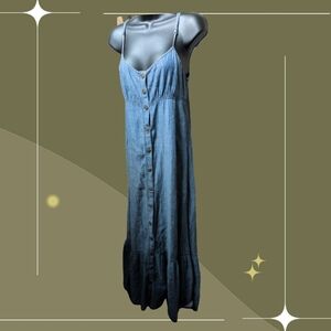 ✨ Free People Cutout Back Chambray Maxi Dress Size S